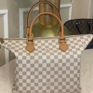 Authentic Louis Vuitton Saleya Azur Checkered Grey and White Handbag